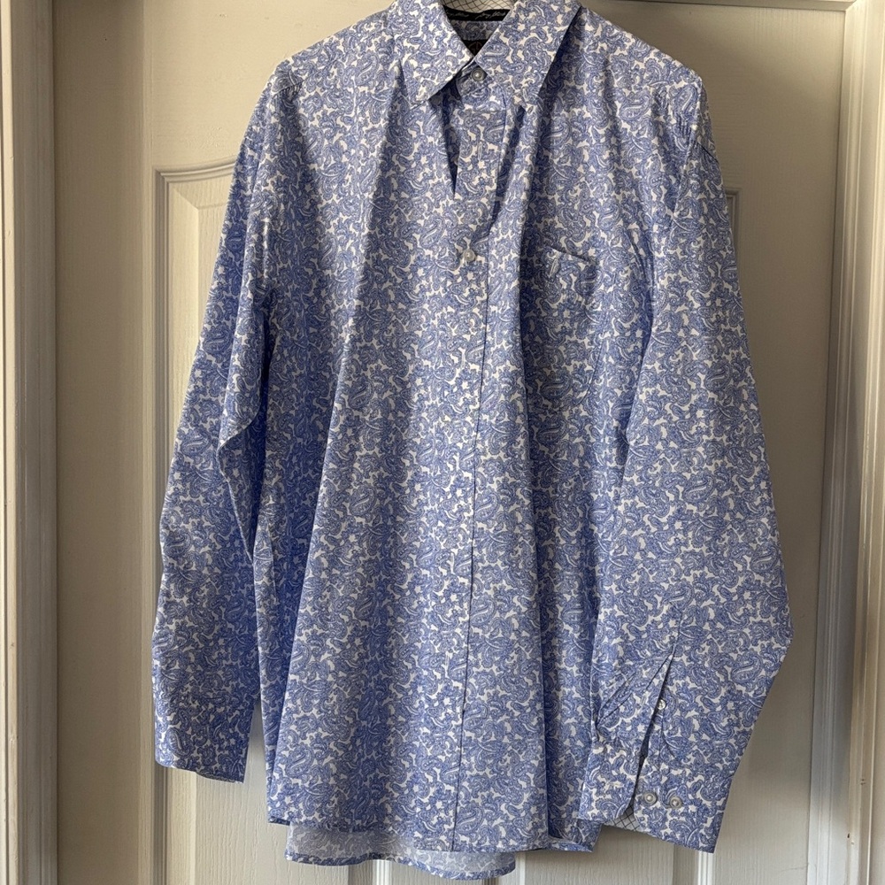George Strait by Wrangler Men's Blue Patterned Shirt